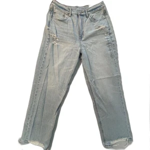 Pantalones de mezclilla para mujer NUEVOS AE American Eagle tiro más alto años 90 Boyfriend Destroy 12 R - Imagen 1 de 13