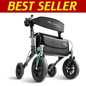 All-Terrain Rollator with 12" Pneumatic Tires - Lightweight & Foldable Walker - Picture 1 of 8