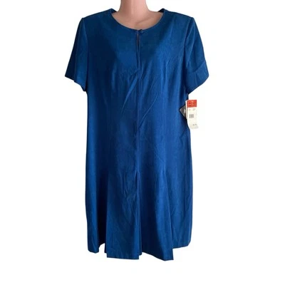 Vestido De Colección R & K Originales Talla 16 Azul Cambio Imitación Gamuza Carrera Oficina Plisado Foto 1 de 4