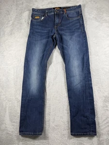 Superdry Jeans Mens 34 Blue Corporal Slim Denim 5 Pocket Copper Black Pants - Picture 1 of 17