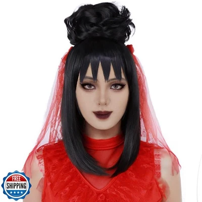 Peluca GandT Peluca Cosplay Negra con Bollo, Pelucas de Novia para Disfraz de Mujer, Heat Re Foto 1 de 4