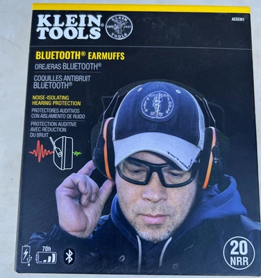 Protetores auriculares Bluetooth Klein Tools AESEM1, NRR 20dB, tempo de execução de 70 horas nova caixa lacrada - Imagem 1 de 3