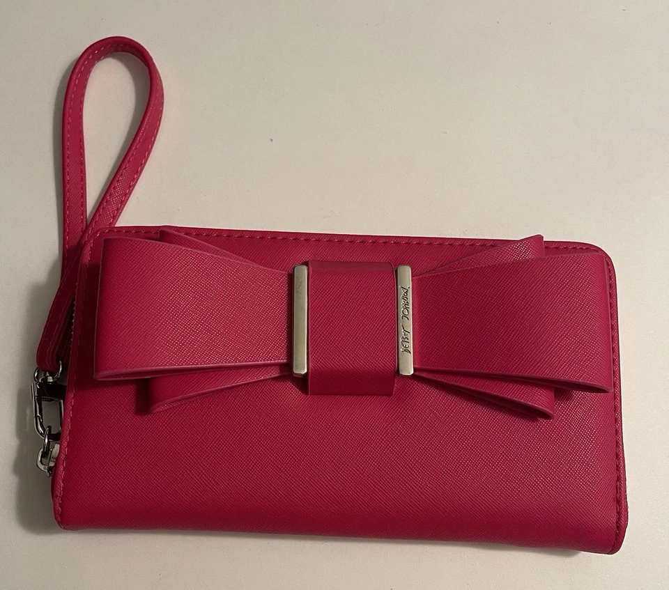 Betsey Johnson PINK Zip Around Wallet Clutch Organizer Wristlet Bow Accent New - Image 1 of 4