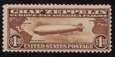 1930 US SC C14 Graf Zeppelin Between Continents $1.30 Brown - MNH F/VF - Image 1 of 3