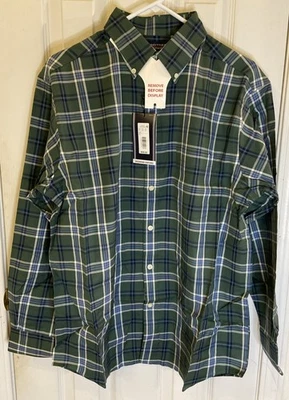NWT Roundtree & Yorke Men's LS Shirt - Size M - Green Navy Plaid - Image 1 of 4