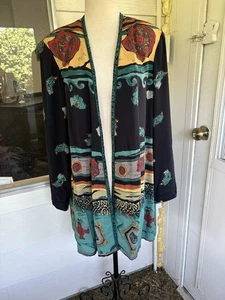 Vintage 80s 90s Abstract Platinum Dorothy Schoelen Mid Length Blazer Jacket S - Bild 1 von 4