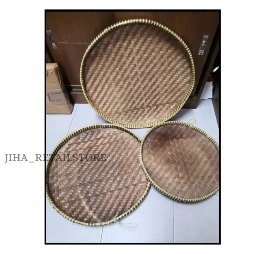 Bandeja de trilla de arroz de bambú hecha a mano para cocina y decoración Foto 1 de 4