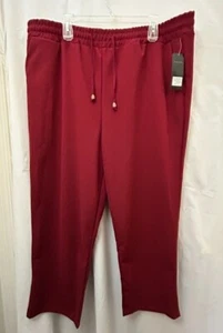 ANA & ROSE NWT Women's Size 3X Wine Red Elastic Drawstring Waist Crop Pants - Picture 1 of 10