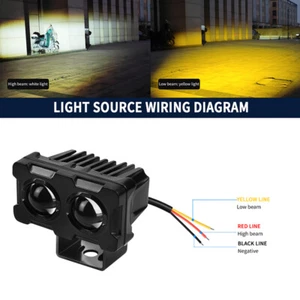 Motorcycle ATV UTV Truck LED Spotlight Dual White Yellow High Low Beam Light - Picture 1 of 12