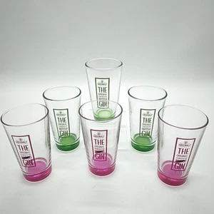 Set of 6 Greenall's Gin Glasses "Pink Gin" & "British Gin" Clear w/Pink & Green - Picture 1 of 19