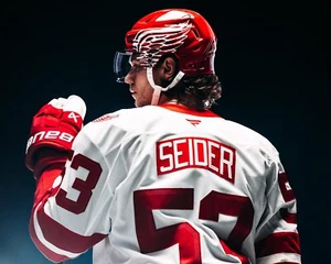 Moritz Seider 2025 Stadium Series Pose Detroit Red Wings 8x10 NHL Hockey Photo - Picture 1 of 1
