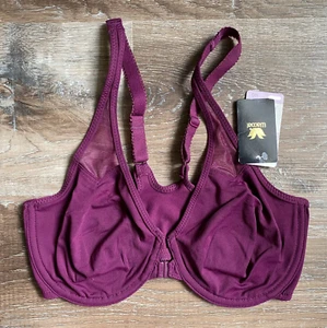 WACOAL~NUEVO CON ETIQUETAS Sujetador sin forro con cierre frontal púrpura~Talla 32D~#65124~NUEVO~Malla - Imagen 1 de 9