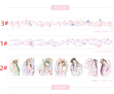 5M/roll Cherry Flower Anime Character Series Washi Tape Diary Decorative Sticker • 4.80€