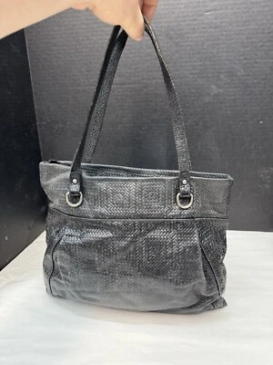 Gianni Chiarini 意大利皮革雪佛龙黑色手提包/钱包/迷你托特包 — 第 1/4 张图片