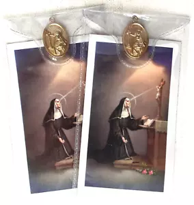 ST RITA OF CASCIA Prayer Card & Medal PACK OF THREE - Picture 1 of 6