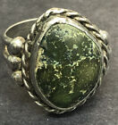 STERLING SILVER .925 Lot Ring M7 Sz7 6.9g  Green Rare Turquoise Navajo Vintage $