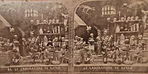 Stereoview Card: The Laboratory Of Satan "Le Laboratoire De Satan" Skeletons - Picture 1 of 9