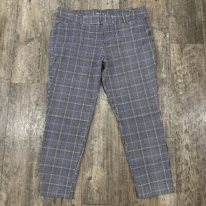 Old Navy PIXIE Size 14 Grey Plaid Mid Rise Crop Ankle Capri Dress Pants 32x23 - Picture 1 of 13