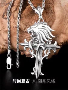 FINAL FANTASY VIII Löwenkopf Kreuz Anhänger Schmuck 925 Silber Halskette mit Kette - Bild 1 von 17