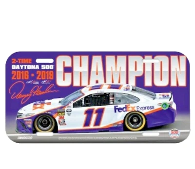 Placa de licencia ganador Denny Hamlin #11 2016 y 19 Fedex Express NASCAR DAYTONA 500 Foto 1 de 2