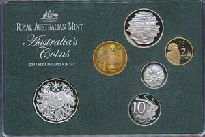 Juego de 6 monedas Australia 2004 prueba - Embalaje y certificado originales - Imagen 1 de 3