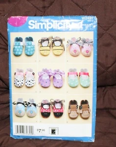 Simplicity 2491 Sewing Pattern Infant Baby Toddler Girl Boy Shoes Booties  - Picture 1 of 1