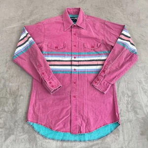 Wrangler BrushPopper X-Long Tails Shirt 15.5-33 Western Rodeo Striped Cowboy VTG - Picture 1 of 8