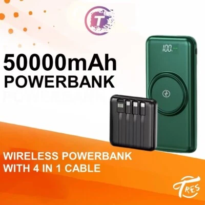 Tresgadget 50000mAh powerbank with 4 cable Power bank LED Display slim battery - Image 1 of 4