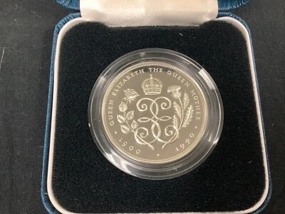 1990 St Helena Ascension 5 Pounds silver proof coin Queen Mother! - Image 1 of 3
