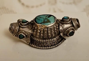 Antique Tibetan Silver Turquoise Hair Element Headdress Ladakh/Tibet 19th RARE  - Picture 1 of 15