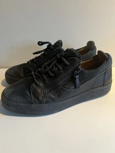 GIUSEPPE ZANOTTI Leather Suede Sneakers US9 UK8 EU42 Logo Flat Made in Italy - Picture 1 of 7