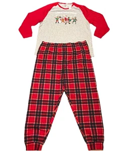 PJ PLACE Christmas Crew PAJAMAS SLEEPWEAR ADULT MEN XXL SET Santa Clause Plaid - Picture 1 of 7