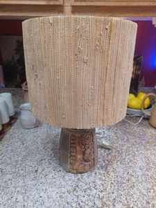 60'S BRUTALIST BERNARD ROOKE TEXTURED STUDIO ART POTTERY TABLE LAMP W/ SHADE - Picture 1 of 18