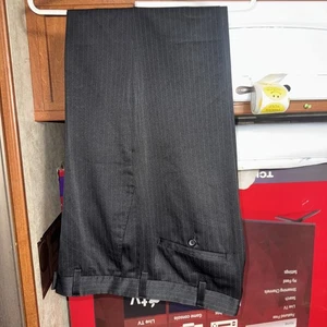 Schwarze halb glänzend gestreifte Hosen Kenneth Cole Reaction Serie 34x32 neu ohne Etikett - Bild 1 von 15