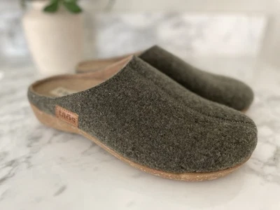 Nuevos zuecos de lana Taos sin cordones de lana verde para mujer talla 12/43 Foto 1 de 4