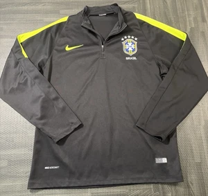 Nike Brazil 2017 Size Men’s Medium 1/4 Zip Pullover Black Soccer Training Warmup - Picture 1 of 11