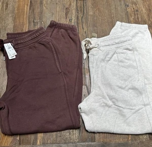 $90 Conjunto de 2 Pantalones de chándal Aerie para mujer Puño elástico Marrón/Avena S - Nuevos con etiquetas - Imagen 1 de 16