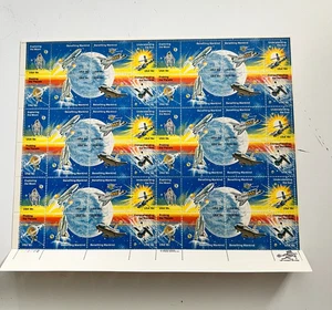 Vintage 1981 USPS Stamp Sheet Benefiting Mankind – Moon, Planets, Sun Full Sheet - Picture 1 of 1