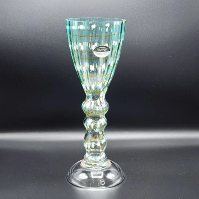 "Florero alto de vidrio soplado Pier I 1 of A Kind colección de vidrio artístico aguamarina 12""" Foto 1 de 4