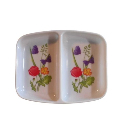 Sdynasty Divided Tray Floral Butterfly Melamine 4" X 3" Vintage Trinket - Image 1 of 4