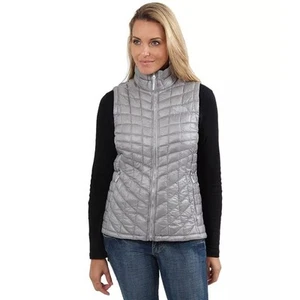 The North Face Full Zip Quilted Thermoball Trekker Vest Women Size M Silver Gray - Picture 1 of 9