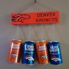 Denver Broncos Bud Light Beer Can Wind Chimes Handmade Wooden Frame Painted Logo