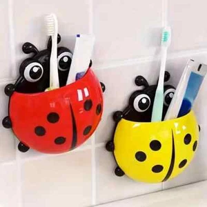 Toothbrush Holder Kids Ladybug Animal Insect Wall Mount, Detachable Toothpaste C - Picture 1 of 4