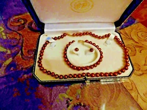 JUEGO DE PERLAS MARRONES DE CAROLYN POLLACK EN CAJA DE REGALO NUEVO - Imagen 1 de 7