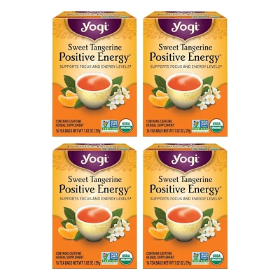 Té de energía positiva de mandarina dulce - 16 bolsitas de té por paquete (4 paquetes) - Organi... Foto 1 de 4