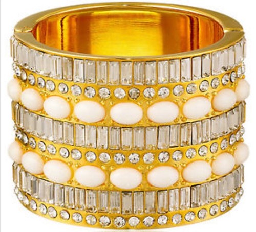 KATE SPADE AUTH $450 Women's 14K G w Pearls Swarovski Crystal Capri Bracelet