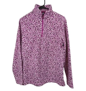 Lands' End Fleecepullover Damen rosa Blumen Leopardenmuster Gr. M neu teilweise Etikett - Bild 1 von 15