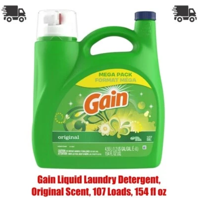 Gain Liquid Laundry Detergent, Original Scent, 107 Loads, 154 fl oz