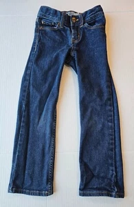 OshKosh B'Gosh Jeans Girls Size 6 Slim Snap Button Built In Belt Dark Wash Denim - Picture 1 of 3