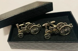 ZUGMASCHINE SILBER ZINN MANSCHETTENKNÖPFE GESCHENKBOX HOCHZEITEN GEBURTSTAG WEIHNACHTEN - Bild 1 von 4